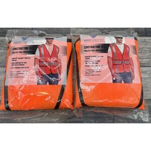 Lot Of 2 West Chester Construction Vest Orange Reflective Safety {108}.